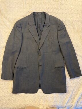 Armani Collezioni Gray Wool Tweed Men's Blazer 46 Single-Breasted Made in Italy